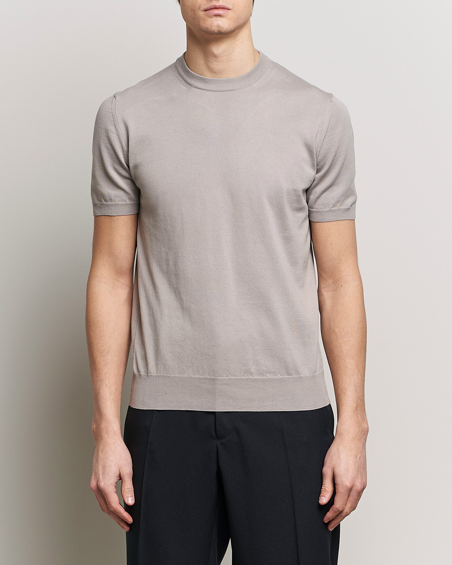 Homme | T-shirts | Altea | Extrafine Cotton Knit T-Shirt Taupe