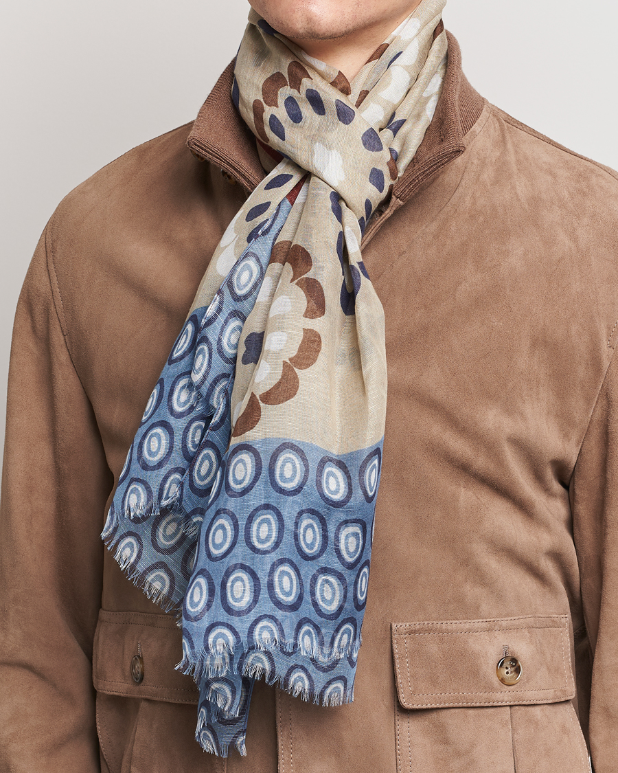 Homme | Altea Printed Linen Scarf Beige/Burgundy | Altea | Printed Linen Scarf Beige/Burgundy