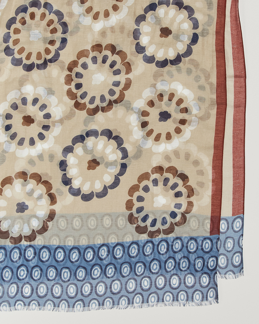 Homme | Altea Printed Linen Scarf Beige/Burgundy | Altea | Printed Linen Scarf Beige/Burgundy