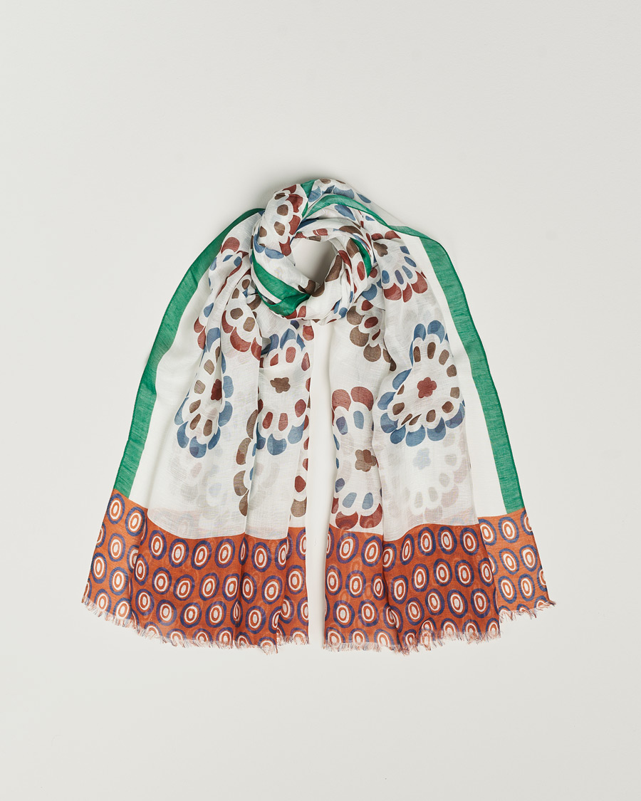 Homme | Altea Printed Linen Scarf Green/Orange | Altea | Printed Linen Scarf Green/Orange
