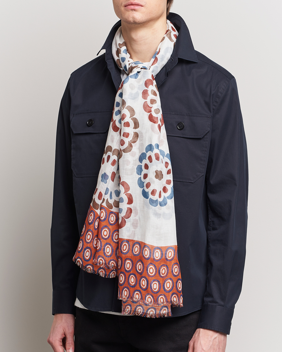 Homme | Sections | Altea | Printed Linen Scarf Green/Orange