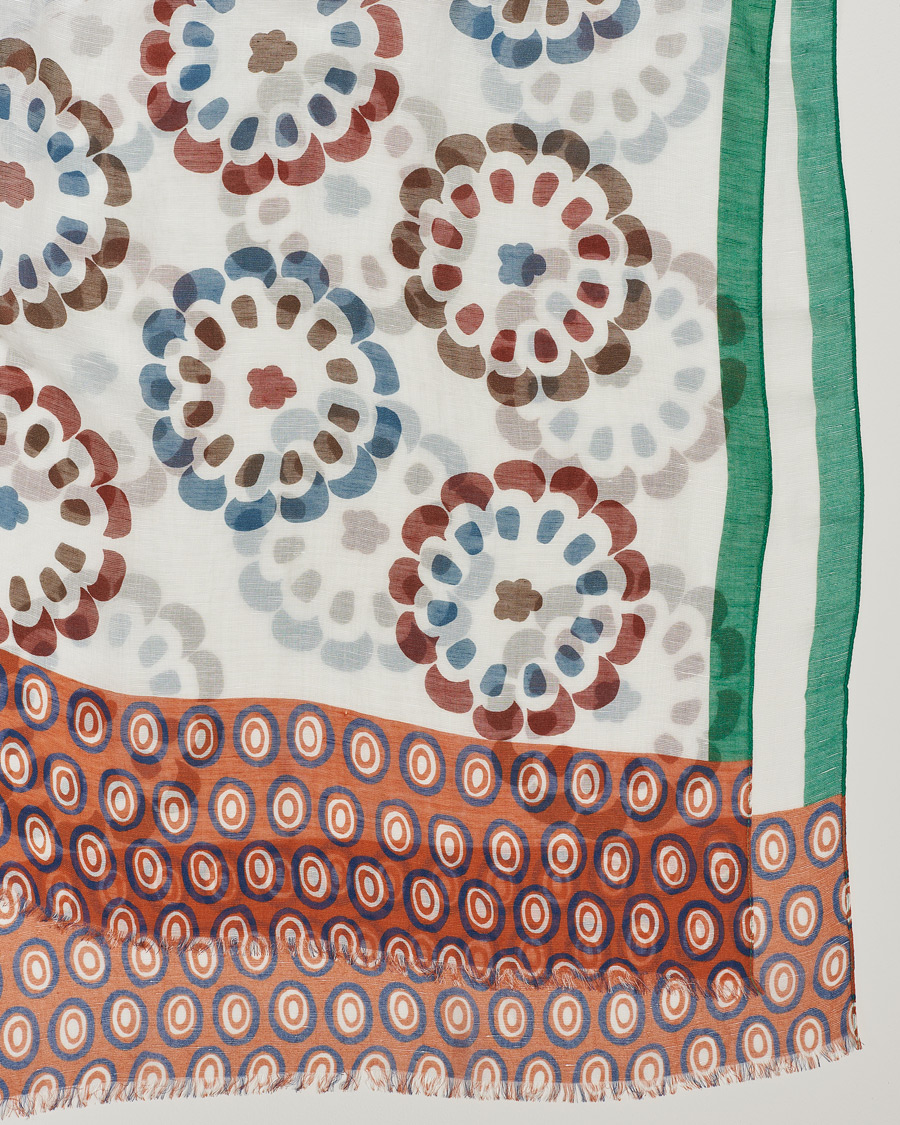 Homme | Altea Printed Linen Scarf Green/Orange | Altea | Printed Linen Scarf Green/Orange