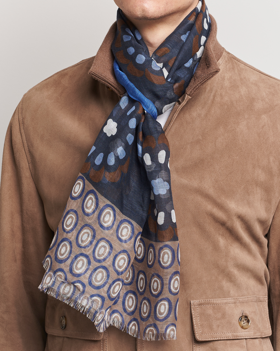 Homme | Sections | Altea | Printed Linen Scarf Blue/Beige
