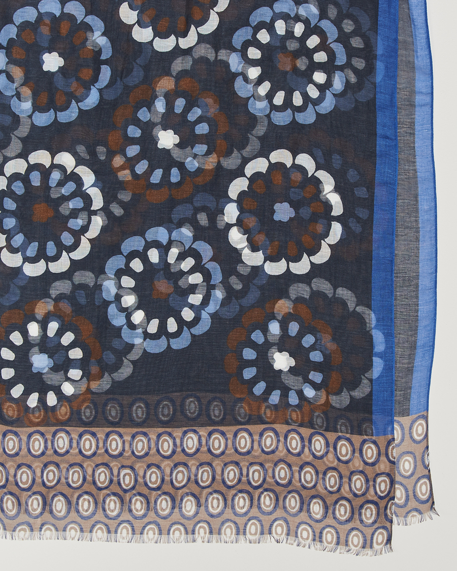 Homme | Altea Printed Linen Scarf Blue/Beige | Altea | Printed Linen Scarf Blue/Beige