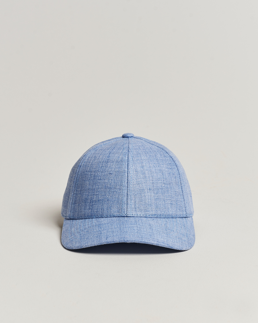 Homme | Varsity Headwear Linen Baseball Cap Azure Blue | Varsity Headwear | Linen Baseball Cap Azure Blue