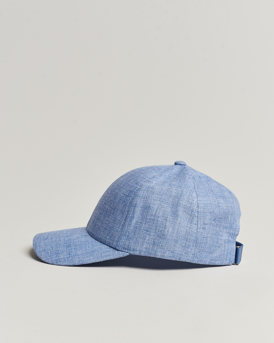 Homme | Bobs Et Casquettes | Varsity Headwear | Linen Baseball Cap Azure Blue