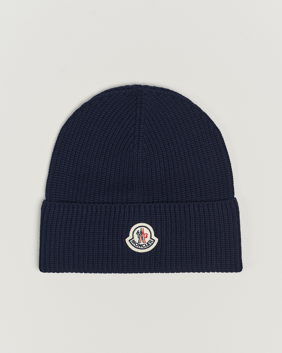 Homme | Moncler Ribbed Wool Beanie Navy | Moncler | Ribbed Wool Beanie Navy