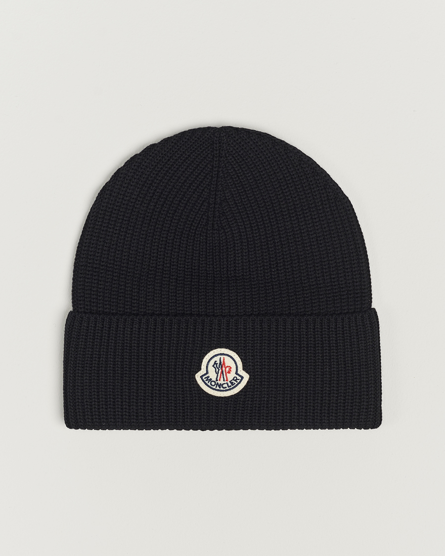 Homme | Moncler Ribbed Wool Beanie Black | Moncler | Ribbed Wool Beanie Black