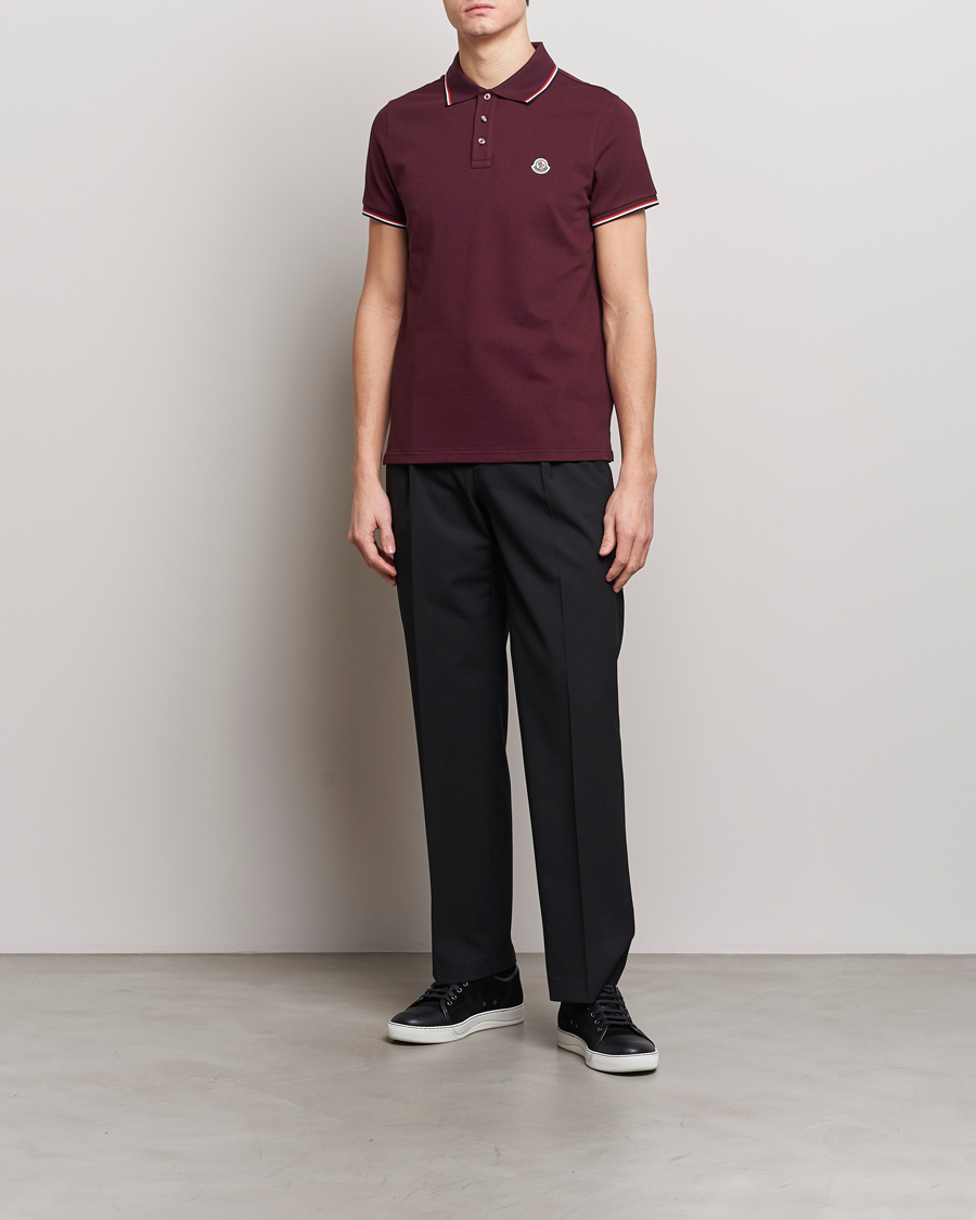 Homme | Polos | Moncler | Contrast Rib Polo Burgundy