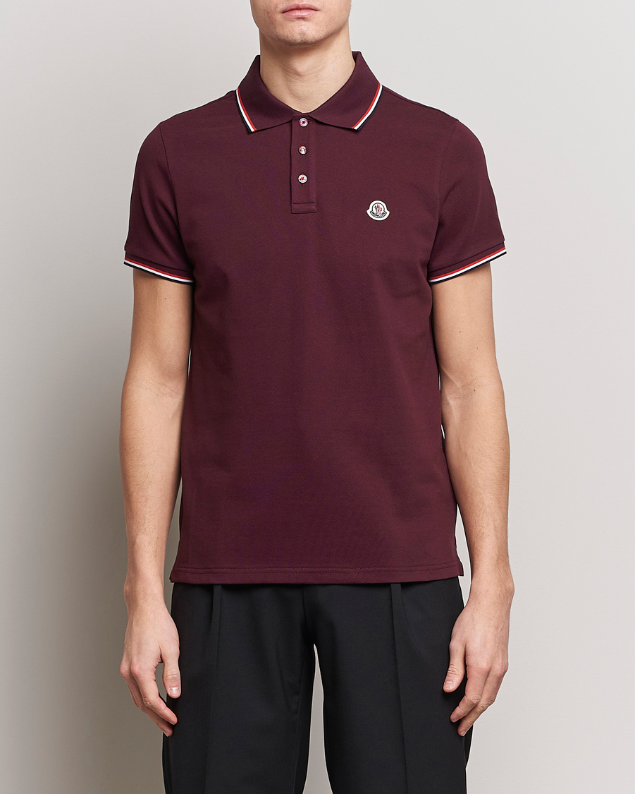 Homme | Moncler | Moncler | Contrast Rib Polo Burgundy