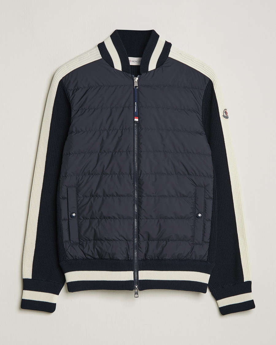 Homme | Pulls Et Tricots | Moncler | Contrast Rib Padded Cardigan Navy