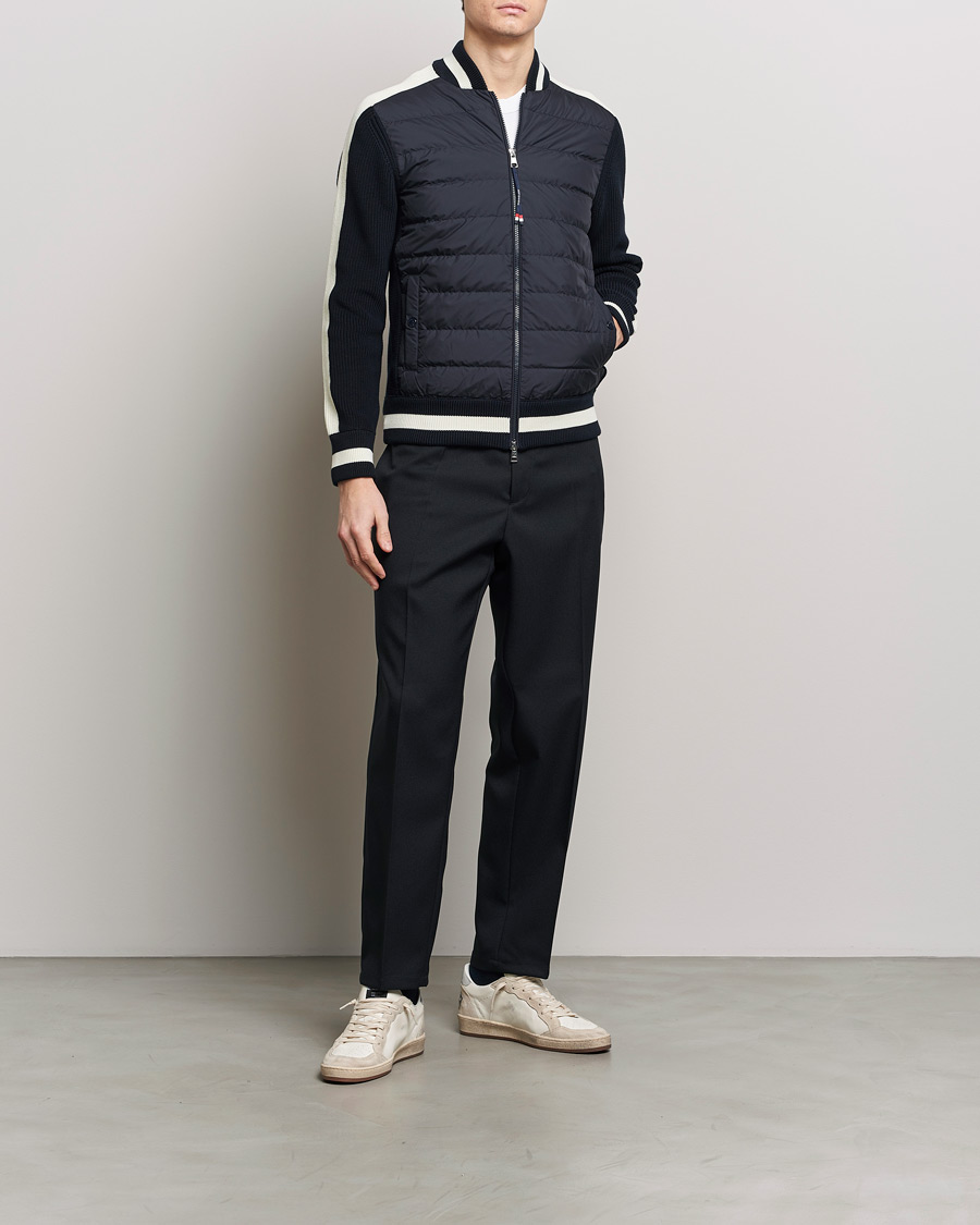 Homme | Pulls Et Tricots | Moncler | Contrast Rib Padded Cardigan Navy