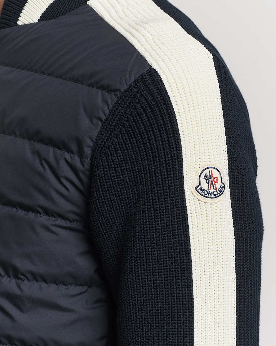 Homme | Pulls Et Tricots | Moncler | Contrast Rib Padded Cardigan Navy