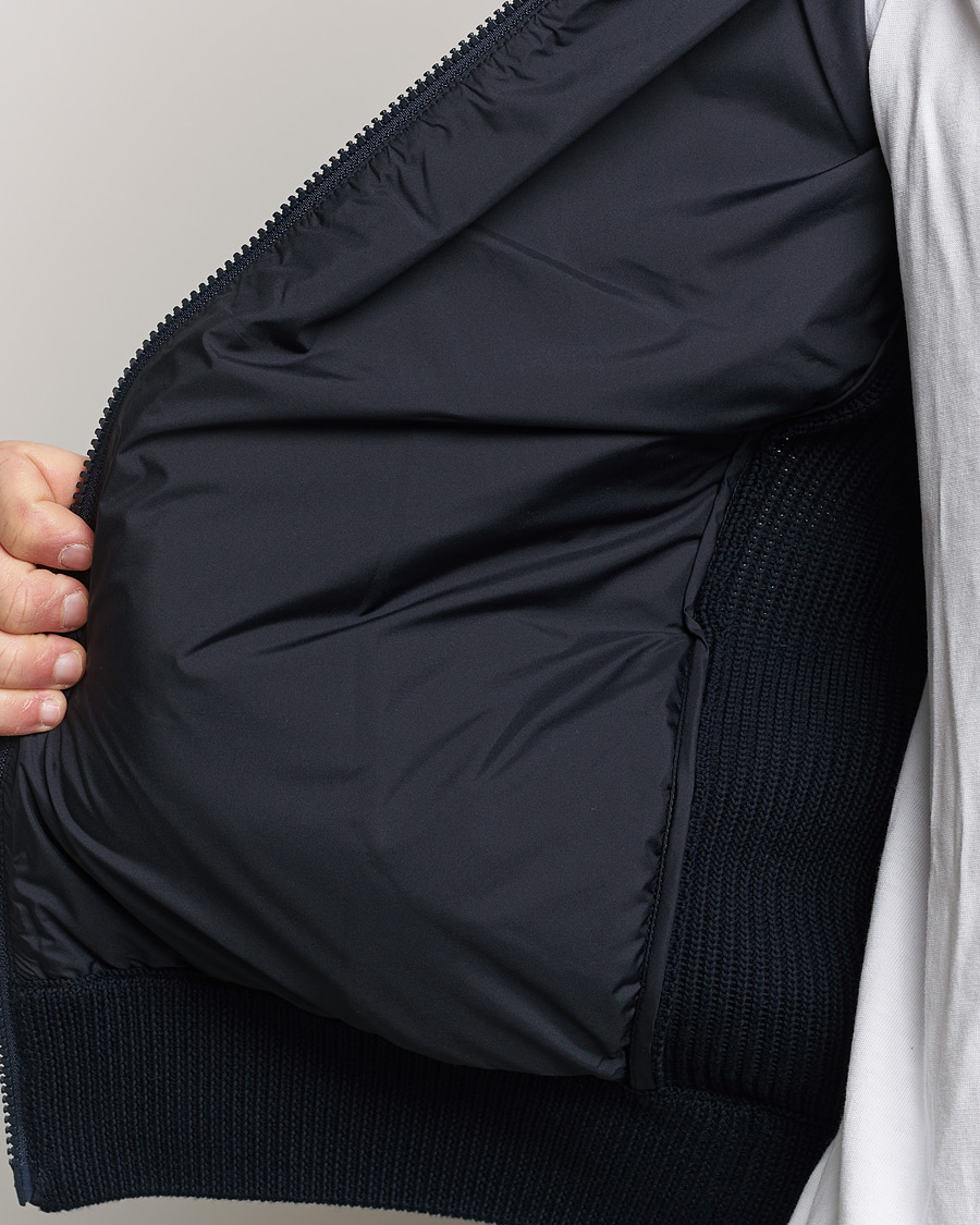 Homme | Pulls Et Tricots | Moncler | Contrast Rib Padded Cardigan Navy