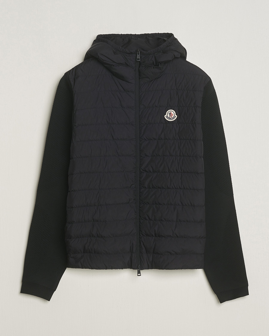 Homme | Pulls Et Tricots | Moncler | Hooded Hybrid Zip Cardigan Black