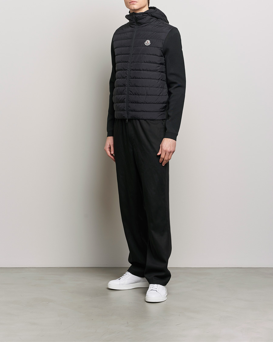 Homme | Pulls Et Tricots | Moncler | Hooded Hybrid Zip Cardigan Black