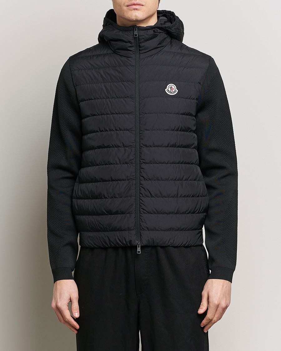 Homme | Pulls Et Tricots | Moncler | Hooded Hybrid Zip Cardigan Black