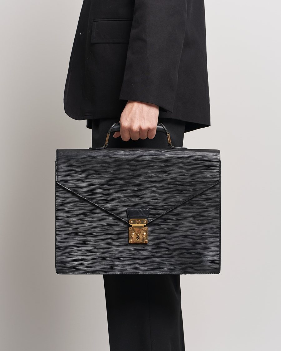 Homme | Louis Vuitton Pre-Owned Serviette Ambassadeur Epi Leather Breifcase Black | Louis Vuitton Pre-Owned | Serviette Ambassadeur Epi Leather Breifcase Black