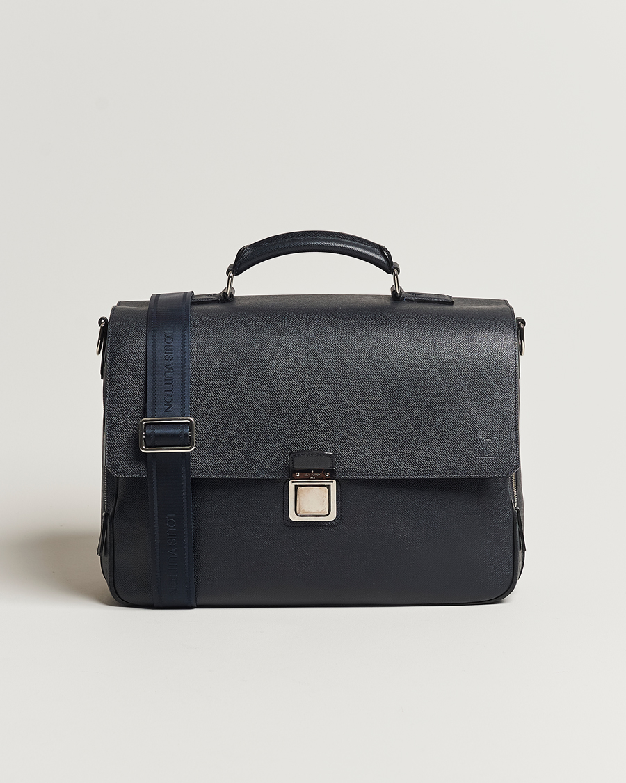 Homme | Louis Vuitton Pre-Owned Vassili Briefcase Navy | Louis Vuitton Pre-Owned | Vassili Briefcase Navy