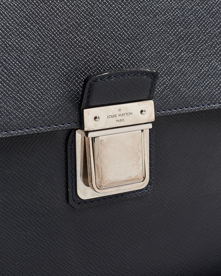 Homme | Louis Vuitton Pre-Owned Vassili Briefcase Navy | Louis Vuitton Pre-Owned | Vassili Briefcase Navy