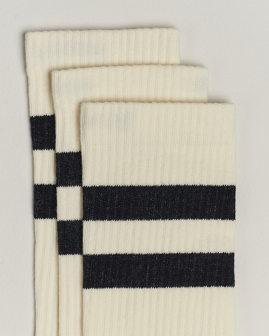 Homme | Vêtements | Sweyd | 3-Pack Two Stripe Cotton Socks White/Black