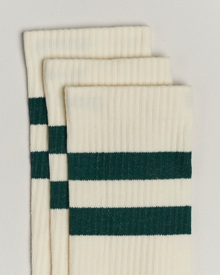 Homme | Vêtements | Sweyd | 3-Pack Two Stripe Cotton Socks White/Green
