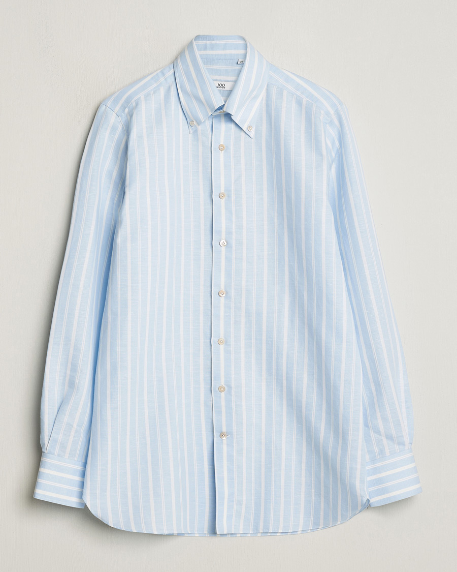 Homme | Chemises | 100Hands | Cotton Striped Shirt Light Blue
