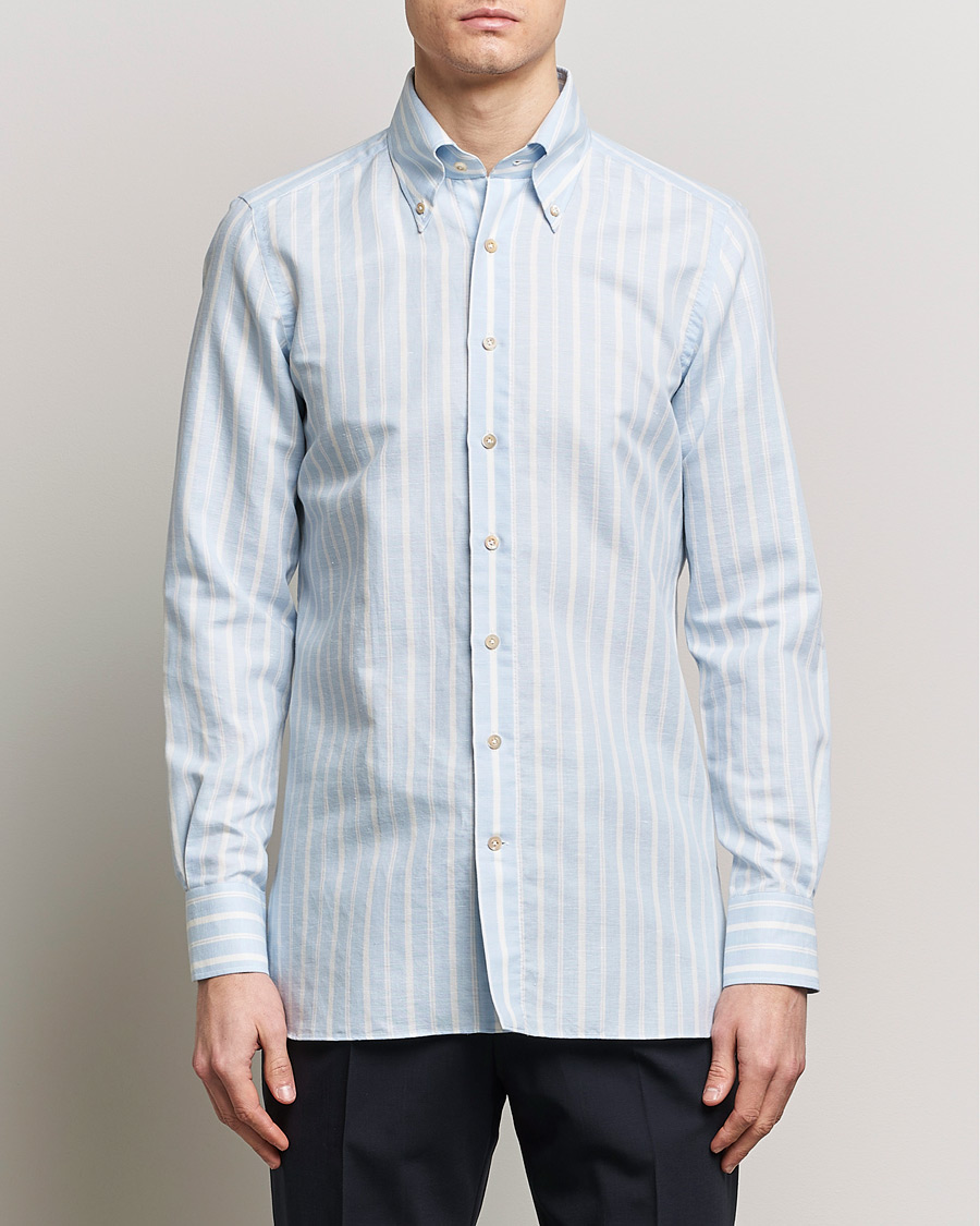 Homme | Casual | 100Hands | Cotton Striped Shirt Light Blue