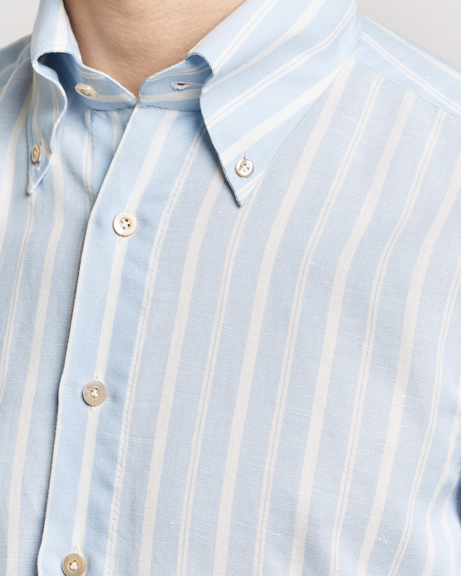 Homme | Chemises | 100Hands | Cotton Striped Shirt Light Blue
