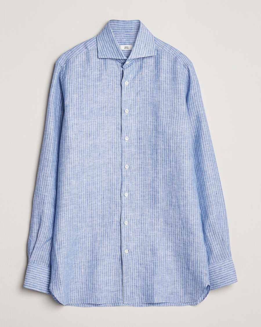 Homme | Chemises | 100Hands | Striped Linen Shirt Navy