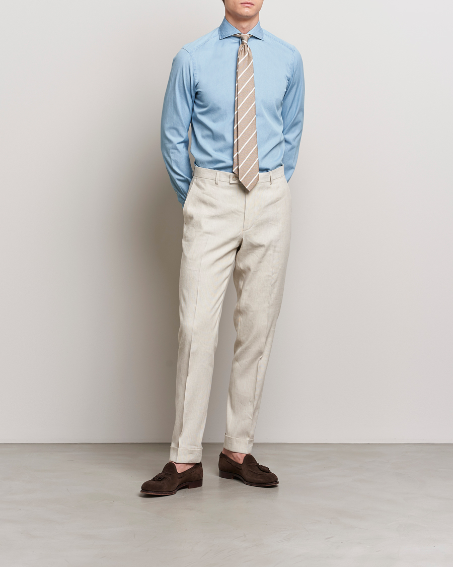 Homme | Chemises | 100Hands | Ice Wash Denim Shirt Light Blue