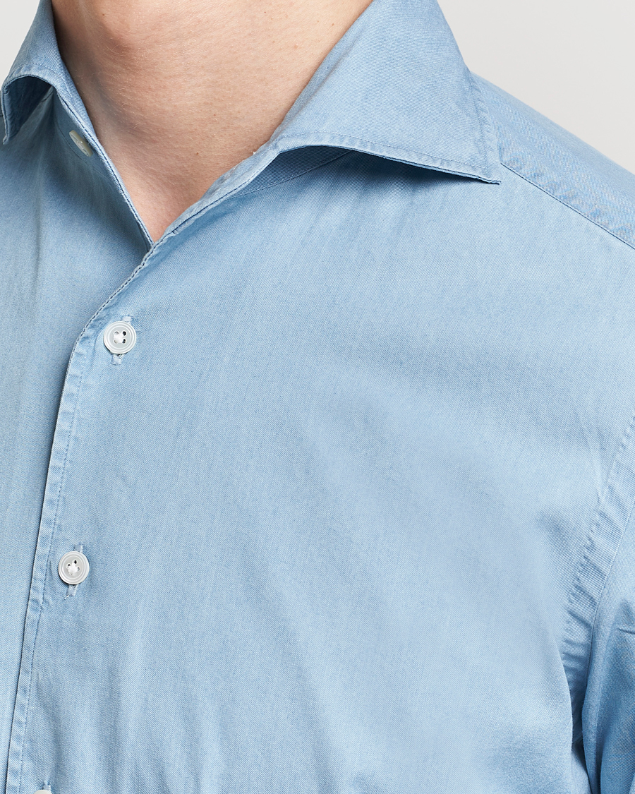 Homme | Chemises | 100Hands | Ice Wash Denim Shirt Light Blue