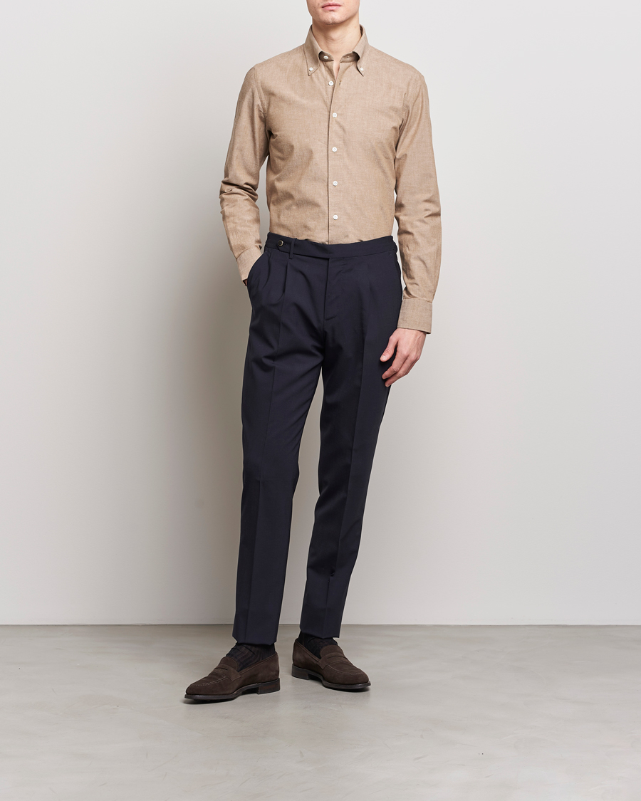 Homme | Chemises | 100Hands | Japanese Chambray Shirt Brown