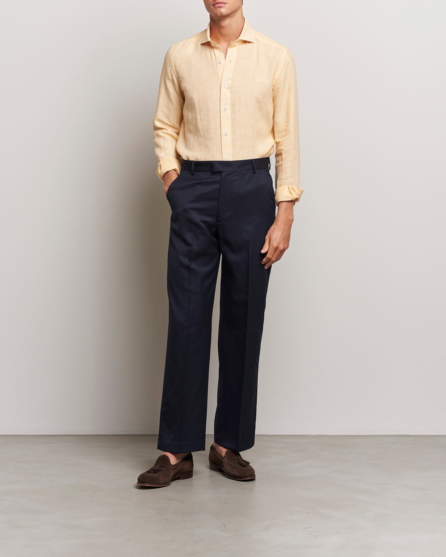 Homme | Chemises | 100Hands | Natural Stone Washed Linen Shirt Peach