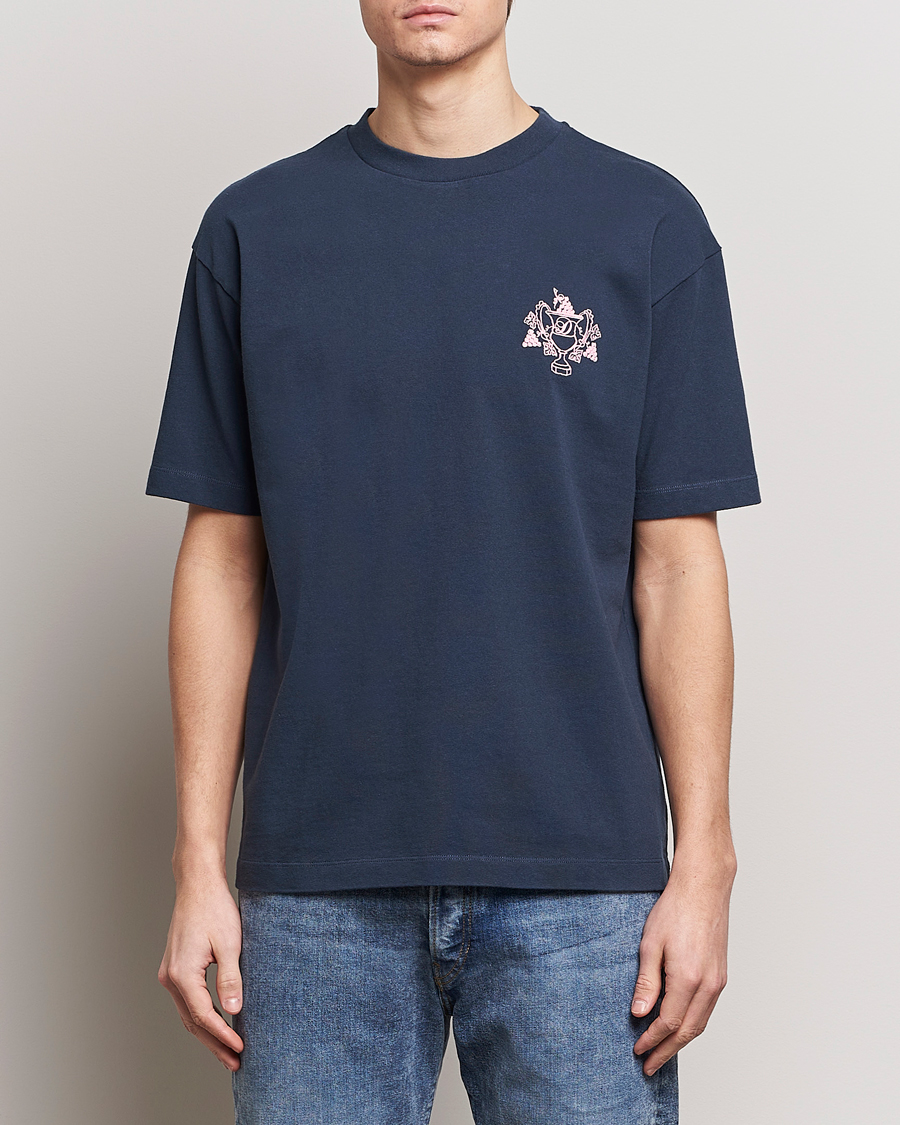 Homme | T-shirts | Drôle de Monsieur | Blason Embroidered T-Shirt Midnight Blue