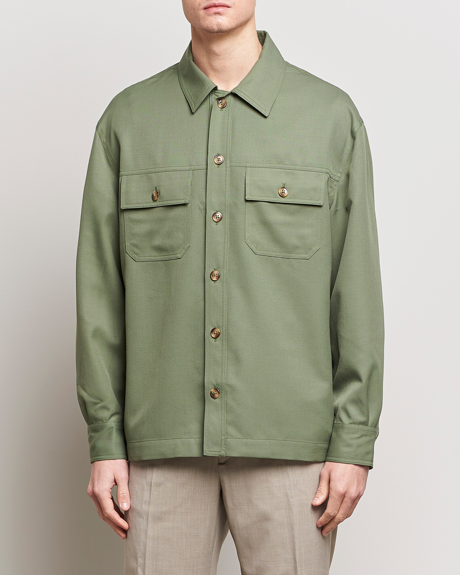 Homme | Chemises | Drôle de Monsieur | Wool Overshirt Khaki