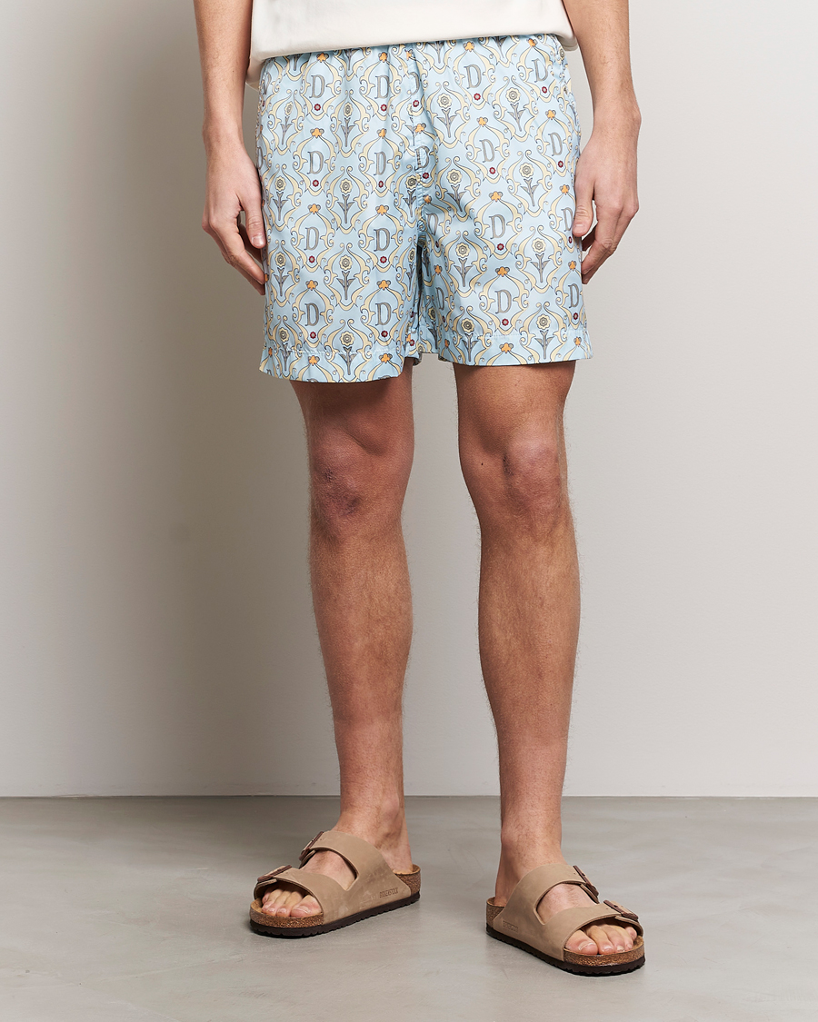 Homme | Maillots De Bain | Drôle de Monsieur | Ornaments Swim Shorts Light Blue