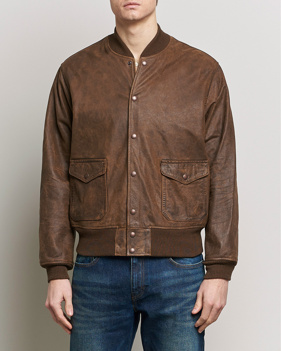 Homme | Vestes De Printemps | RRL | Wright Leather Jacket Brown