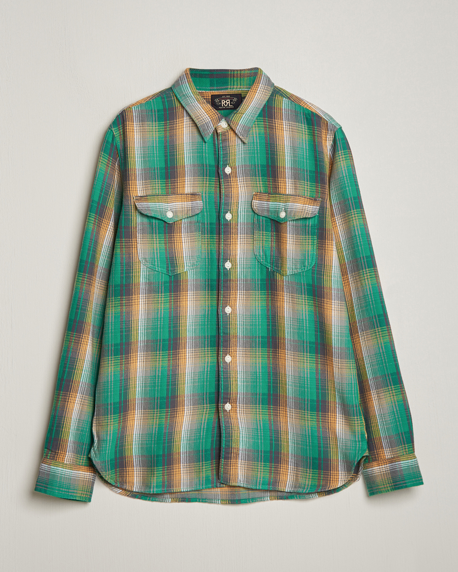 Homme | Chemises | RRL | Preston Double Pocket Shirt Green/Yellow