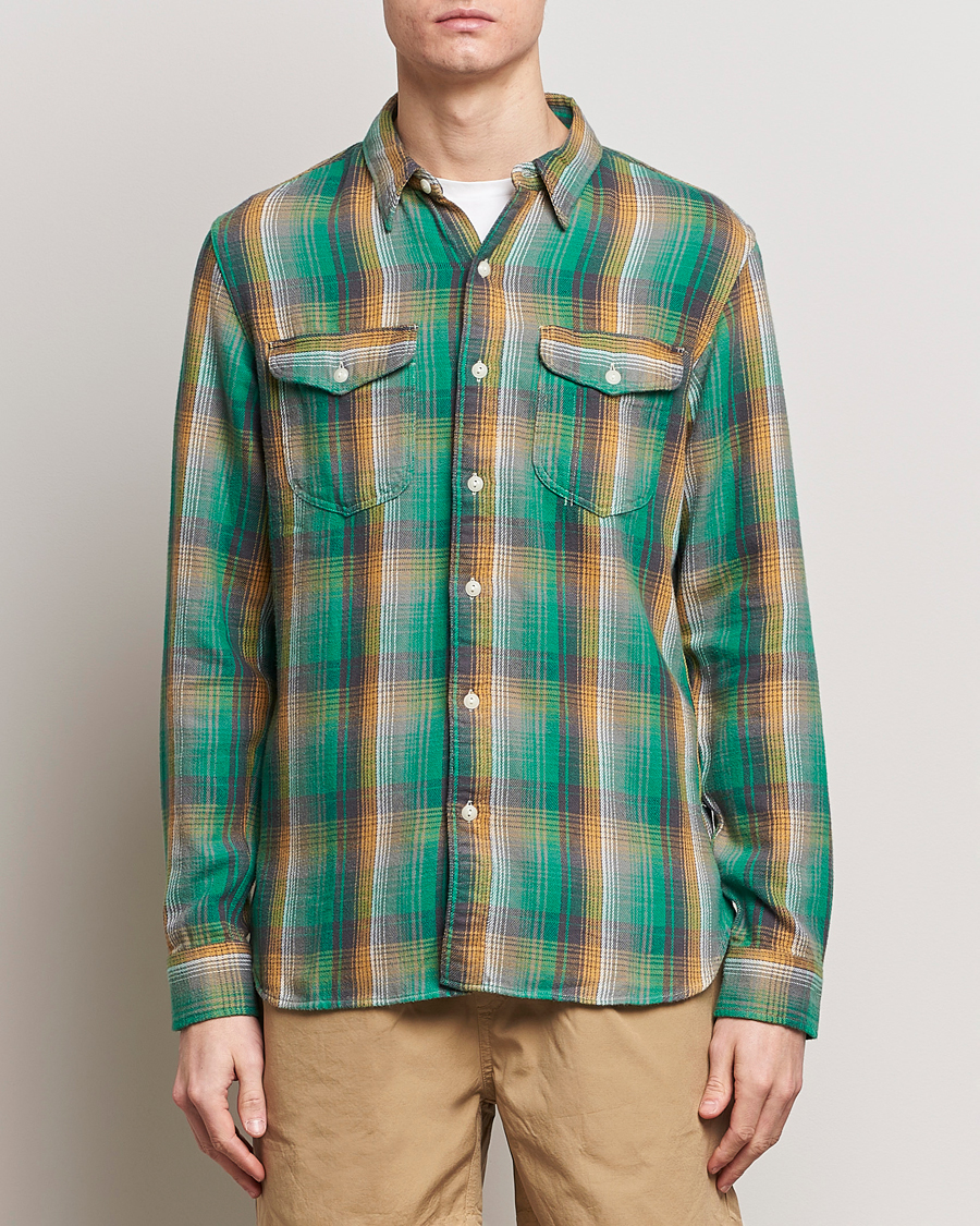 Homme | RRL | RRL | Preston Double Pocket Shirt Green/Yellow