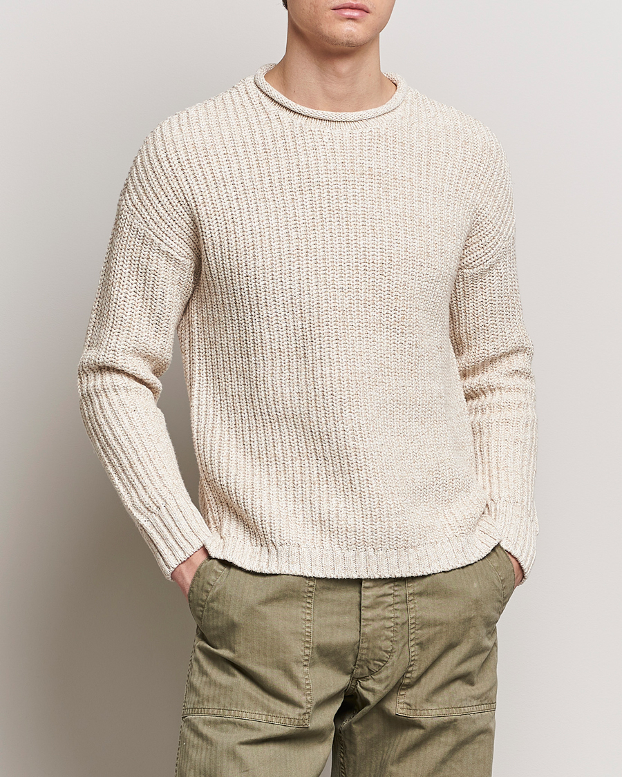 Homme | American Heritage | RRL | Cotton/Linen Crew Neck Pullover Raw White