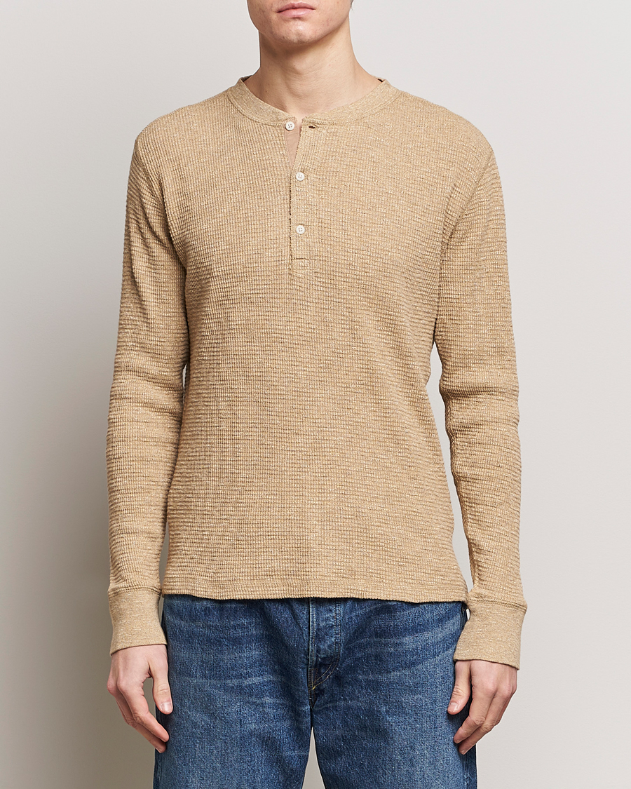 Homme | Sections | RRL | Long Sleeve Henley Tan Heather
