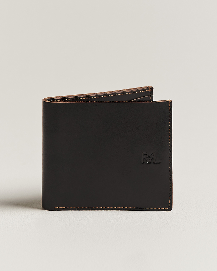 Homme | RRL Tumbled Leather Billfold Wallet Black/Brown | RRL | Tumbled Leather Billfold Wallet Black/Brown