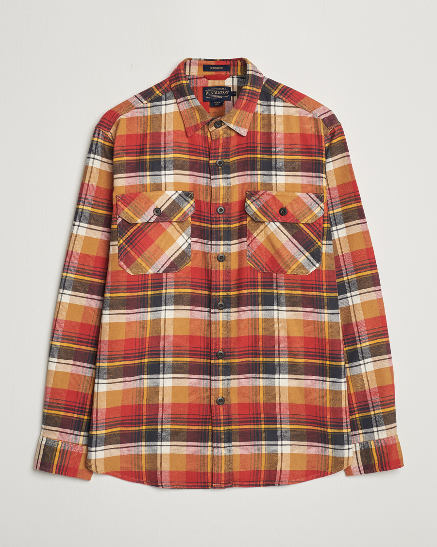 Homme | Chemises | Pendleton | Burnside Flannel Shirt Tan/Red Plaid