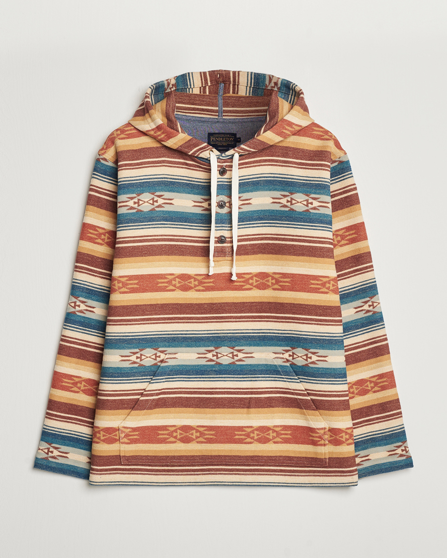 Homme | Pulls Et Tricots | Pendleton | Driftwood Hoody Azure/Brown Stripe