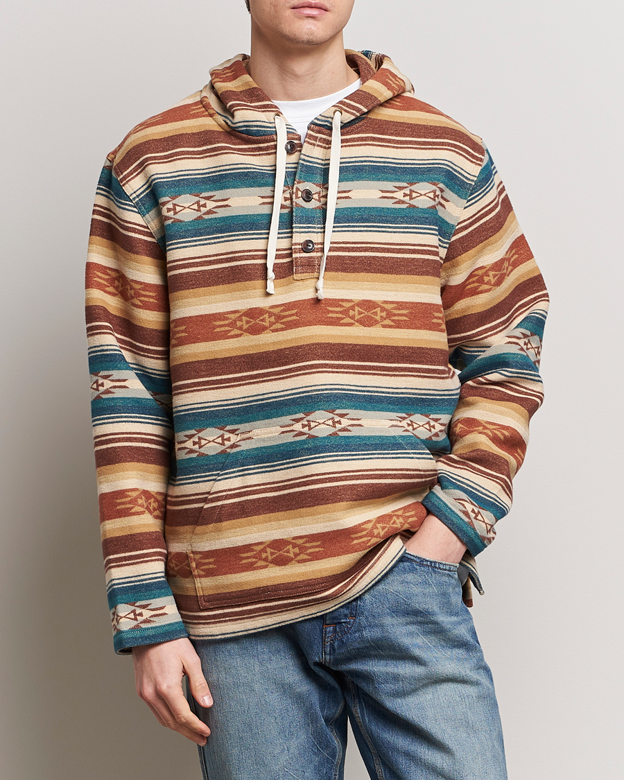 Homme | Sweat-Shirts À Capuche | Pendleton | Driftwood Hoody Azure/Brown Stripe