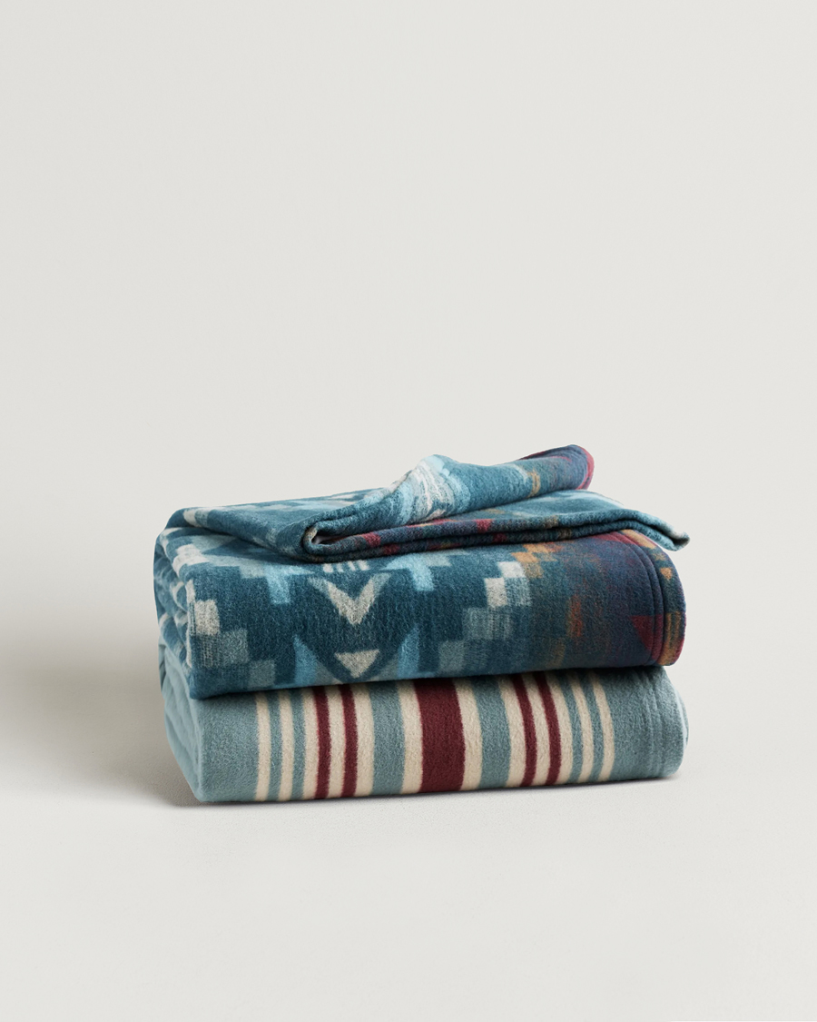 Homme | Pendleton Blanket Set 2-Pack Carico/Marine Stripe | Pendleton | Blanket Set 2-Pack Carico/Marine Stripe