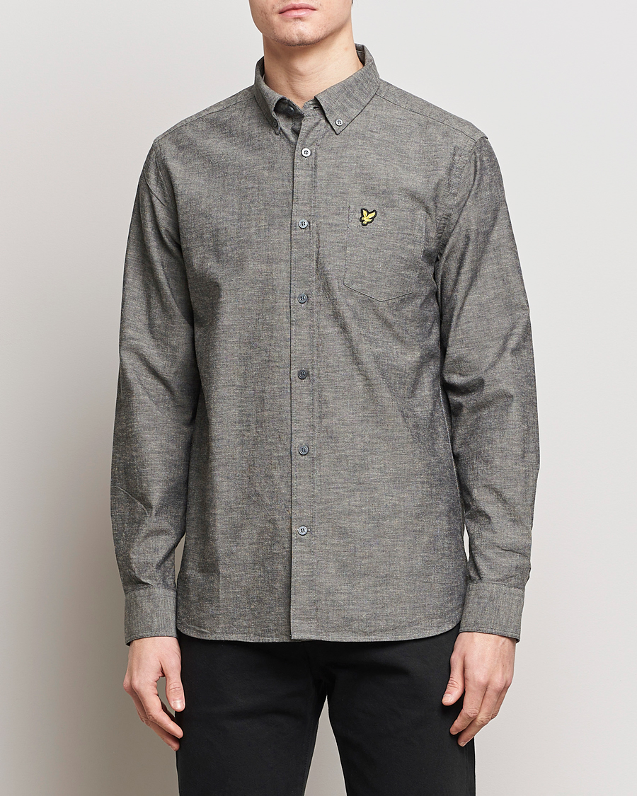 Homme |  | Lyle & Scott | Linen Button Down Shirt Grey Melange
