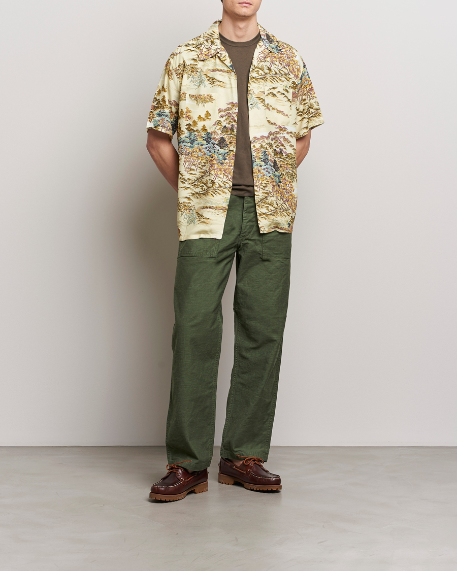 Homme | Chemises | orSlow | Printed Rayon Camp Shirt Yellow