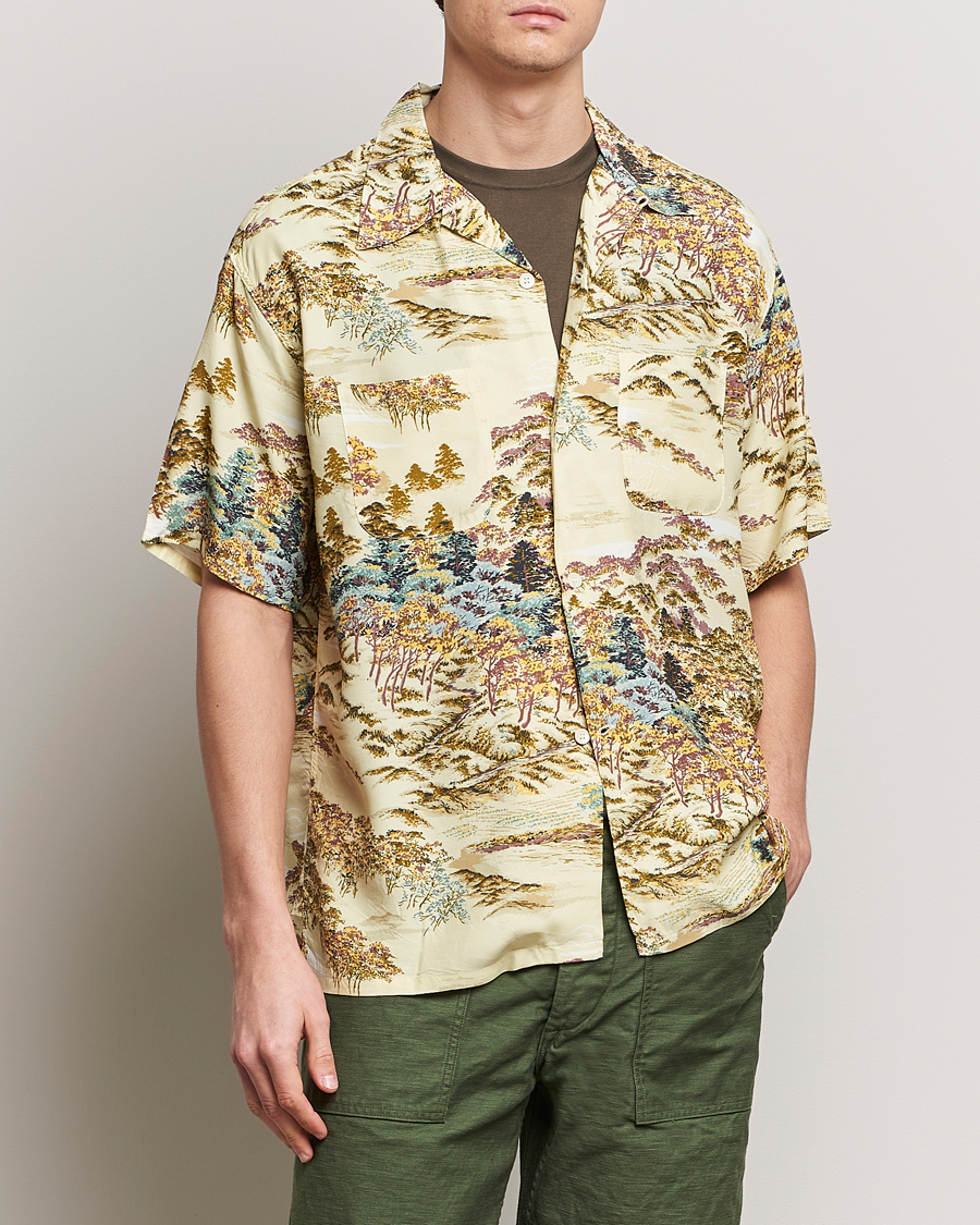 Homme | Chemises | orSlow | Printed Rayon Camp Shirt Yellow